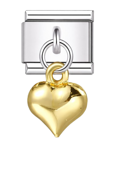 Charm Cœur Doré Pendant - Argent