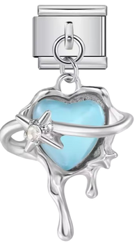 Charm Cœur Étoile Bleue - Argent